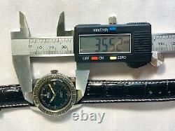 Vintage Sandoz Diver Automatic Black Rotate Bezel Watch Date Men's Swiss Rare