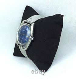 Vintage Sandoz Watch Automatic 17 Jewels Nos Mint Unisex Blue 37 MM Rare Swiss