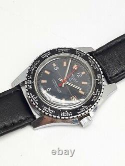 Vintage Sicura Diver Gmt World Timer Watch Swiss Men's 400 Vacuum Tested Rare