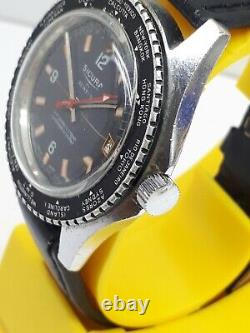 Vintage Sicura Diver Gmt World Timer Watch Swiss Men's 400 Vacuum Tested Rare