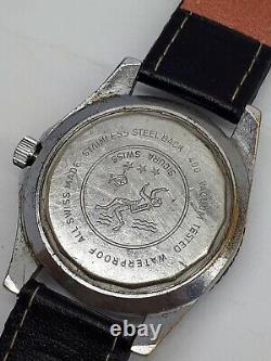 Vintage Sicura Diver Gmt World Timer Watch Swiss Men's 400 Vacuum Tested Rare