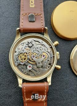 Vintage Solid 14K Gold Swiss Chronograph Venus 175 BIG 38mm Rare Oversize Watch