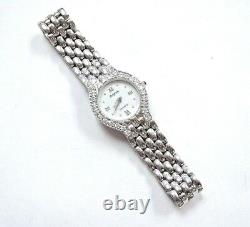 Vintage Solid 14K White GOLD Ladies AVIGNON DIAMOND Watch MOP Swiss rare beauty