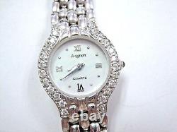 Vintage Solid 14K White GOLD Ladies AVIGNON DIAMOND Watch MOP Swiss rare beauty