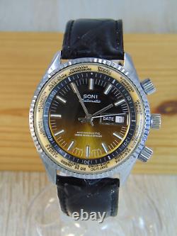 Vintage Soni (Sikura) Datomatic World Time mechanical rare Swiss mens watch