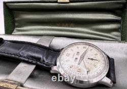 Vintage Swiss Cyma Triple Date Watch c. 1950s Beautiful & Rare Watch VG+