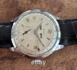 Vintage Swiss Cyma Triple Date Watch c. 1950s Beautiful & Rare Watch VG+