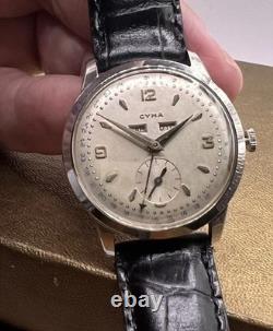 Vintage Swiss Cyma Triple Date Watch c. 1950s Beautiful & Rare Watch VG+