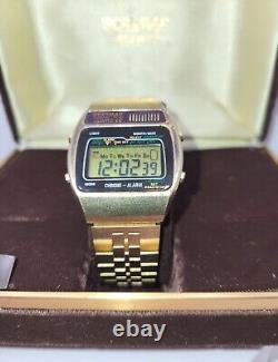 Vintage Swiss Gold Toned Bertmar LCD Watch Quartz in Box-Rare