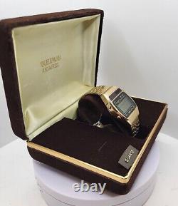 Vintage Swiss Gold Toned Bertmar LCD Watch Quartz in Box-Rare