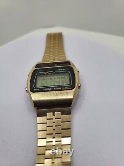 Vintage Swiss Gold Toned Bertmar LCD Watch Quartz in Box-Rare