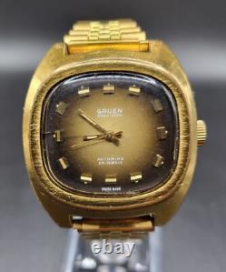 Vintage Swiss Gruen Precision Automatic 25 Jewels Gold Tone Mens Watch-Rare