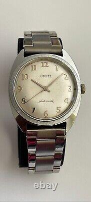 Vintage Swiss Jubilee Watch Automatic 17 Jewels Jubilee 2451 Steel Back RARE
