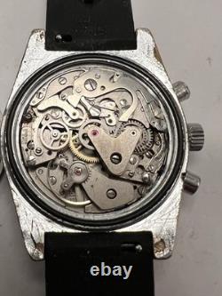Vintage Swiss Jumbo Cauny Prima Chronograph Diver Valjoux 7734 Rare Model