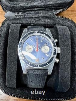 Vintage Swiss Jumbo Cauny Prima Chronograph Diver Valjoux 7734 Rare Model