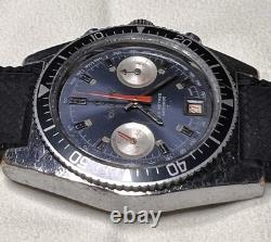 Vintage Swiss Jumbo Cauny Prima Chronograph Diver Valjoux 7734 Rare Model