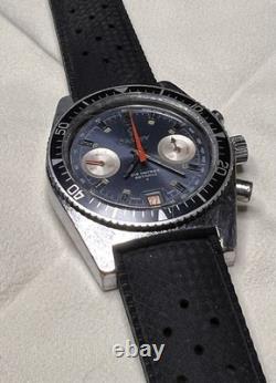 Vintage Swiss Jumbo Cauny Prima Chronograph Diver Valjoux 7734 Rare Model