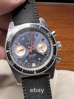 Vintage Swiss Jumbo Cauny Prima Chronograph Diver Valjoux 7734 Rare Model