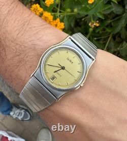 Vintage Swiss LE ROY Watch 80s Golden Dial Very Good Condition & Quartz Rare