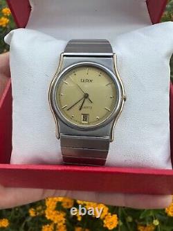 Vintage Swiss LE ROY Watch 80s Golden Dial Very Good Condition & Quartz Rare