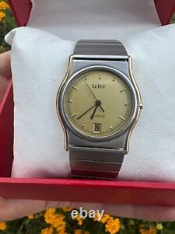 Vintage Swiss LE ROY Watch 80s Golden Dial Very Good Condition & Quartz Rare