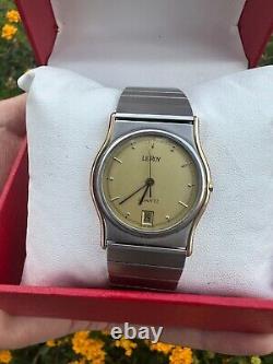 Vintage Swiss LE ROY Watch 80s Golden Dial Very Good Condition & Quartz Rare