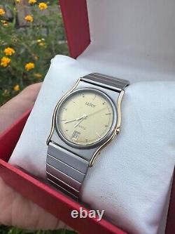 Vintage Swiss LE ROY Watch 80s Golden Dial Very Good Condition & Quartz Rare