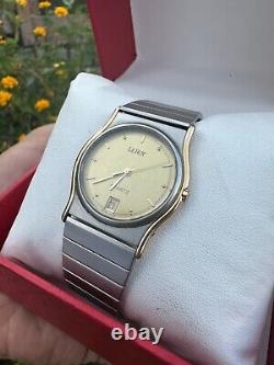 Vintage Swiss LE ROY Watch 80s Golden Dial Very Good Condition & Quartz Rare