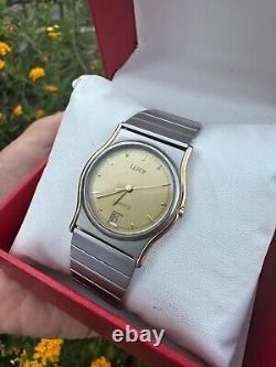 Vintage Swiss LE ROY Watch 80s Golden Dial Very Good Condition & Quartz Rare