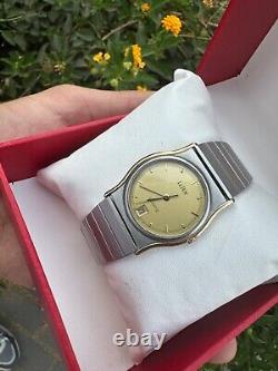 Vintage Swiss LE ROY Watch 80s Golden Dial Very Good Condition & Quartz Rare