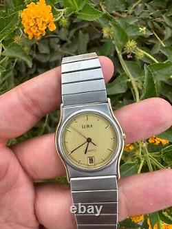 Vintage Swiss LE ROY Watch 80s Golden Dial Very Good Condition & Quartz Rare