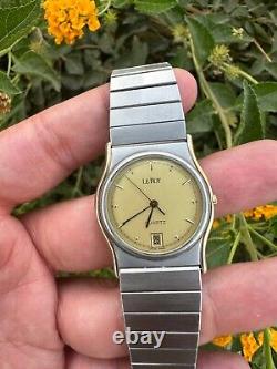 Vintage Swiss LE ROY Watch 80s Golden Dial Very Good Condition & Quartz Rare