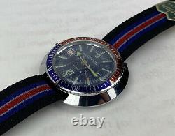 Vintage Swiss Made SUPEROMA Dive Watch 44mm Skin Diver Pepsi Bezel RARE Minty