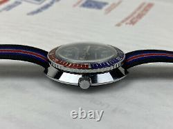Vintage Swiss Made SUPEROMA Dive Watch 44mm Skin Diver Pepsi Bezel RARE Minty