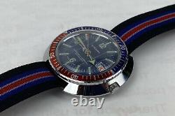 Vintage Swiss Made SUPEROMA Dive Watch 44mm Skin Diver Pepsi Bezel RARE Minty