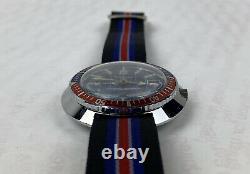 Vintage Swiss Made SUPEROMA Dive Watch 44mm Skin Diver Pepsi Bezel RARE Minty