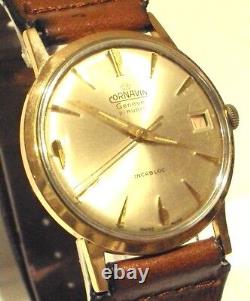 Vintage Swiss Men's Cornavin Gilt Rare Mechanical Watch, Silver Dial, Mint # 636