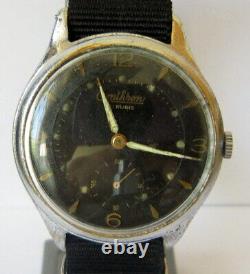 Vintage Swiss Men's Omicrom Rare Mechanical Oversize Watch, Black Dial # 65a