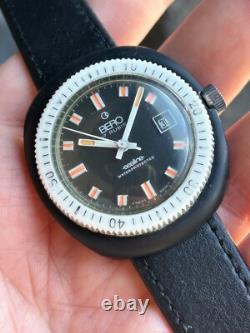 Vintage Swiss Rare Watch Bero Sealine Brevet Case PVD Black Diver's Men's 40mm