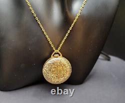 Vintage Swiss Teltime Gold Tone Manual Watch Pendant with Chain-Rare Model