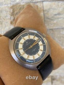 Vintage Tell Watch Autoamtic Men's Gents 40mm White Blue Dial Rare 1960's Swiss