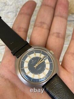 Vintage Tell Watch Autoamtic Men's Gents 40mm White Blue Dial Rare 1960's Swiss