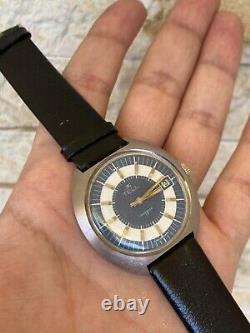 Vintage Tell Watch Autoamtic Men's Gents 40mm White Blue Dial Rare 1960's Swiss