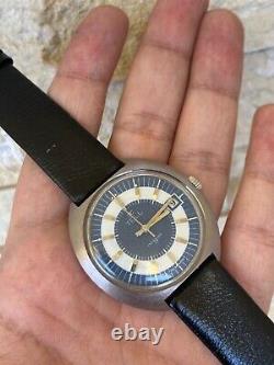Vintage Tell Watch Autoamtic Men's Gents 40mm White Blue Dial Rare 1960's Swiss
