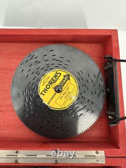 Vintage Thorens Swiss Automatic Disc Music Box with 12 Discs Rare Collectible