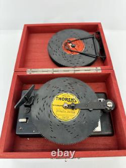 Vintage Thorens Swiss Automatic Disc Music Box with 12 Discs Rare Collectible