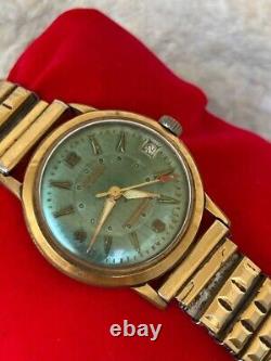 Vintage VIALUX SUPER watch 21 JEWELS gold plated swiss made 1960's rare Green