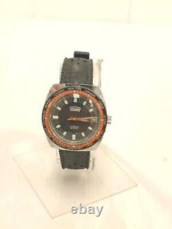 Vintage VULCAIN WORLD TIMER RUNNING Rare Black Dial 17 Jewels Swiss Wrist Watch