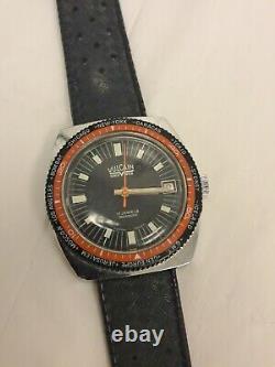 Vintage VULCAIN WORLD TIMER RUNNING Rare Black Dial 17 Jewels Swiss Wrist Watch