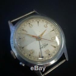 Vintage VULCAIN cricket wrist alarm cal. 120 rare guilloche dial swiss made rare